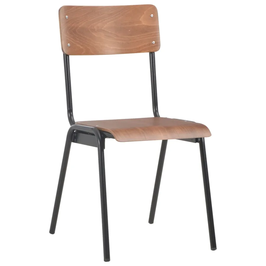 Chaises à manger lot de 4 marron contreplaqué solide et acier - 3