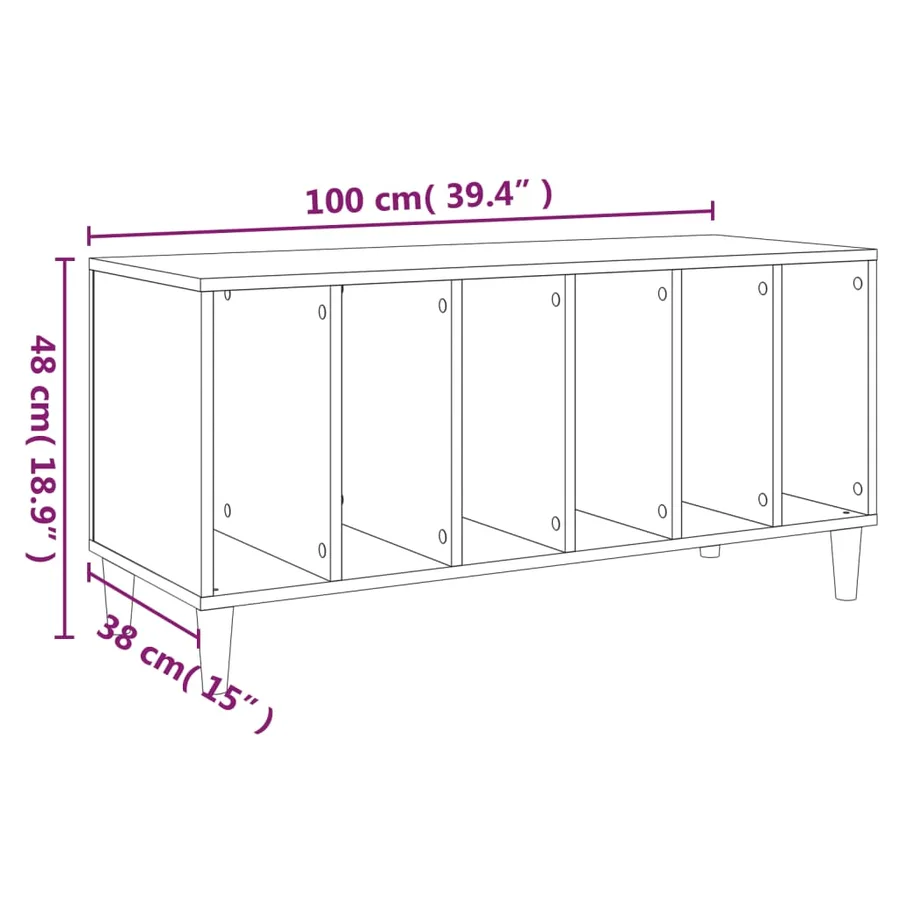 Armoire à disques chêne sonoma 100x38x48 cm bois d'ingénierie - 8