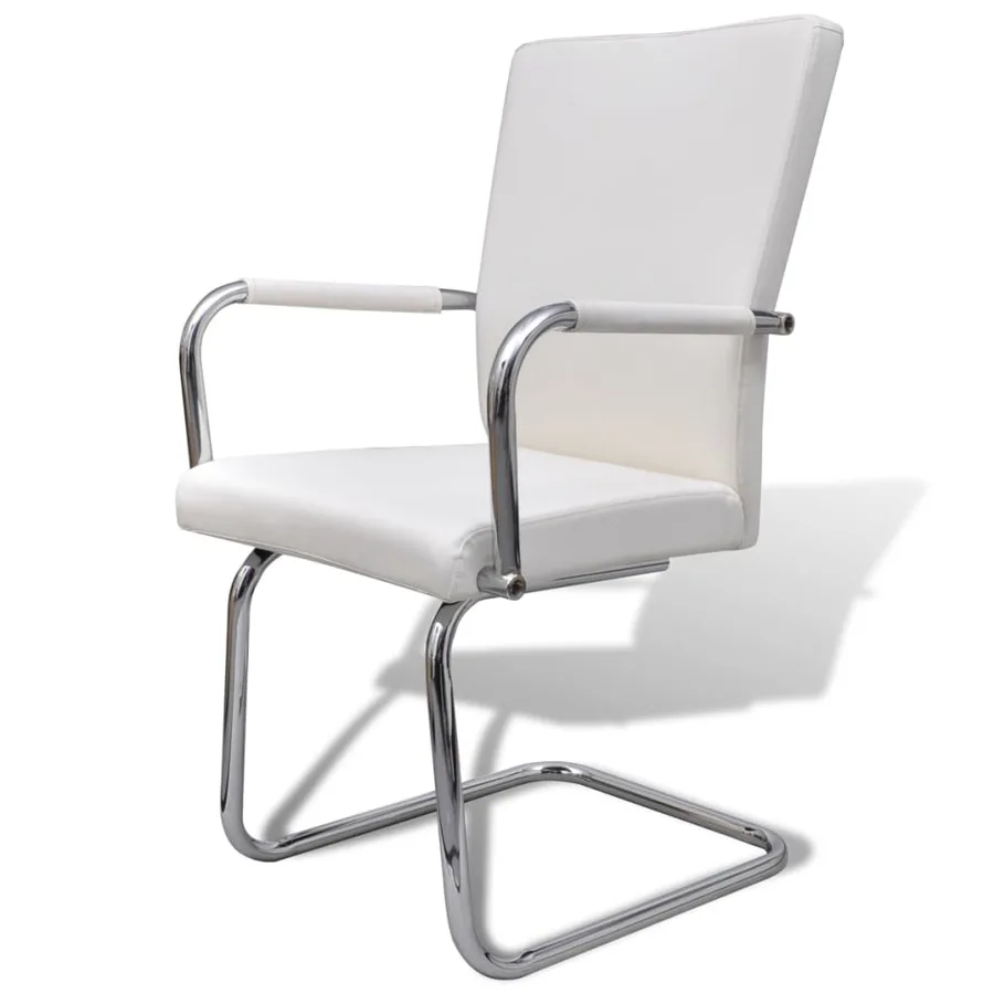 Chaises à manger cantilever lot de 6 blanc similicuir - 3