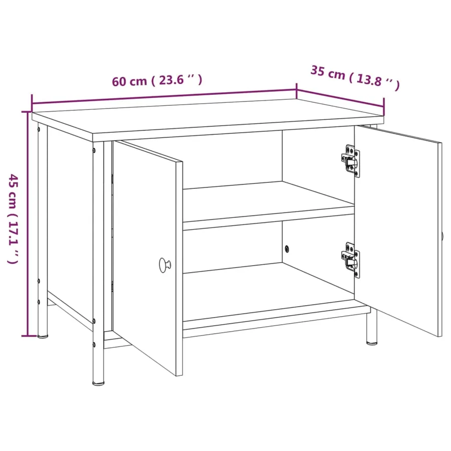 Meuble TV avec portes noir 60x35x45 cm bois d'ingénierie - 10