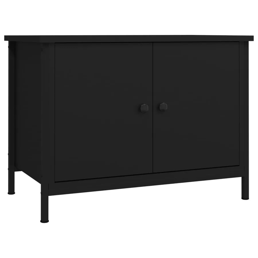 Meuble TV avec portes noir 60x35x45 cm bois d'ingénierie - 2