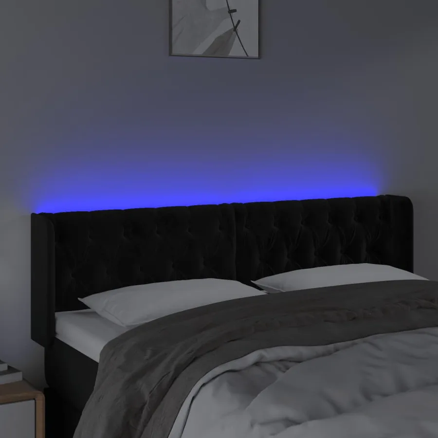 Tête de lit à LED Noir 163x16x78/88 cm Velours - 4