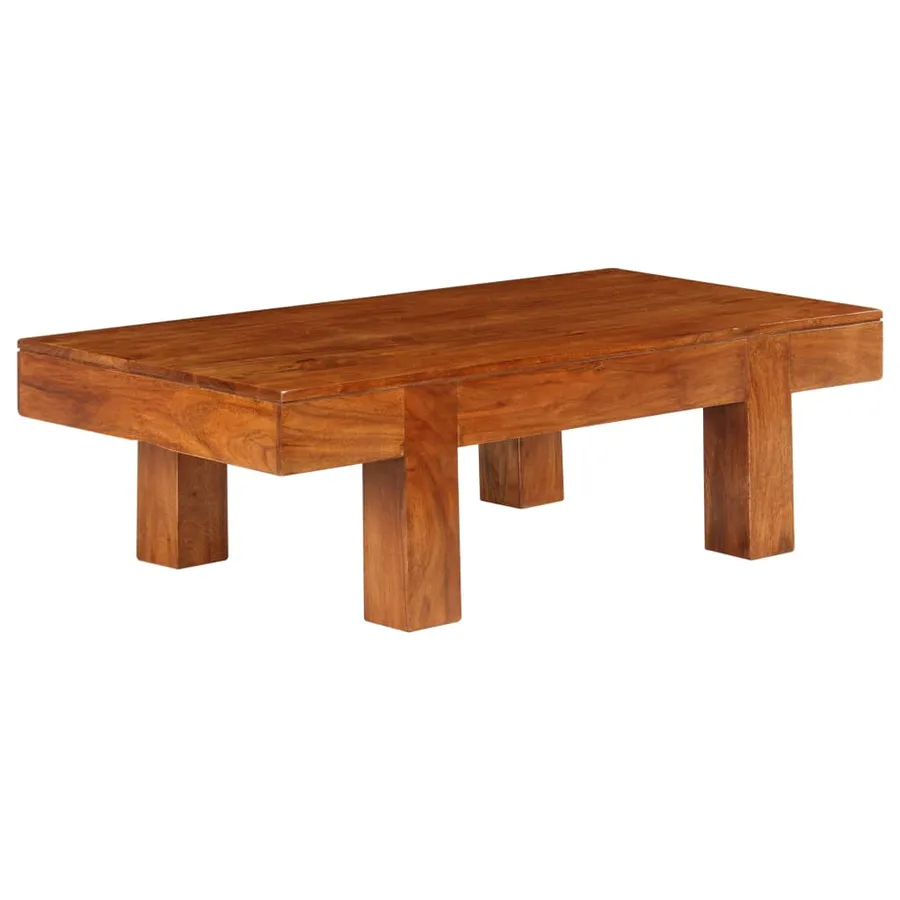 Table basse Bois d'acacia solide avec finition miel 100x50x30cm - 7