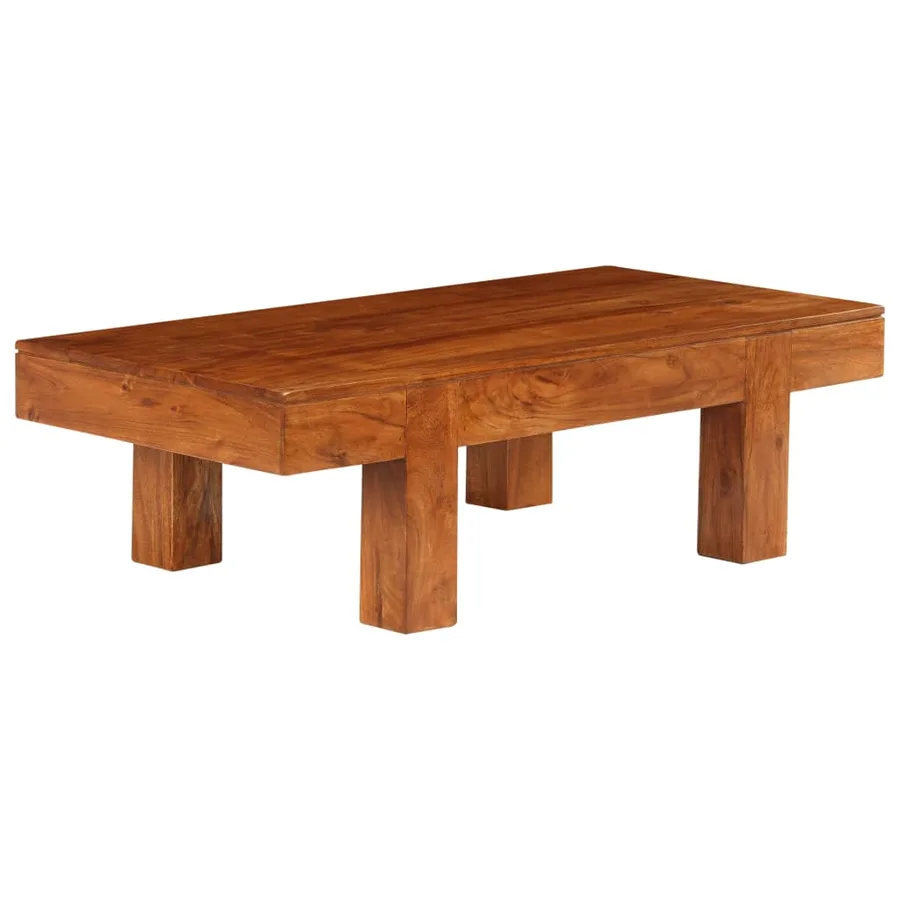 Table basse Bois d'acacia solide avec finition miel 100x50x30cm - 8