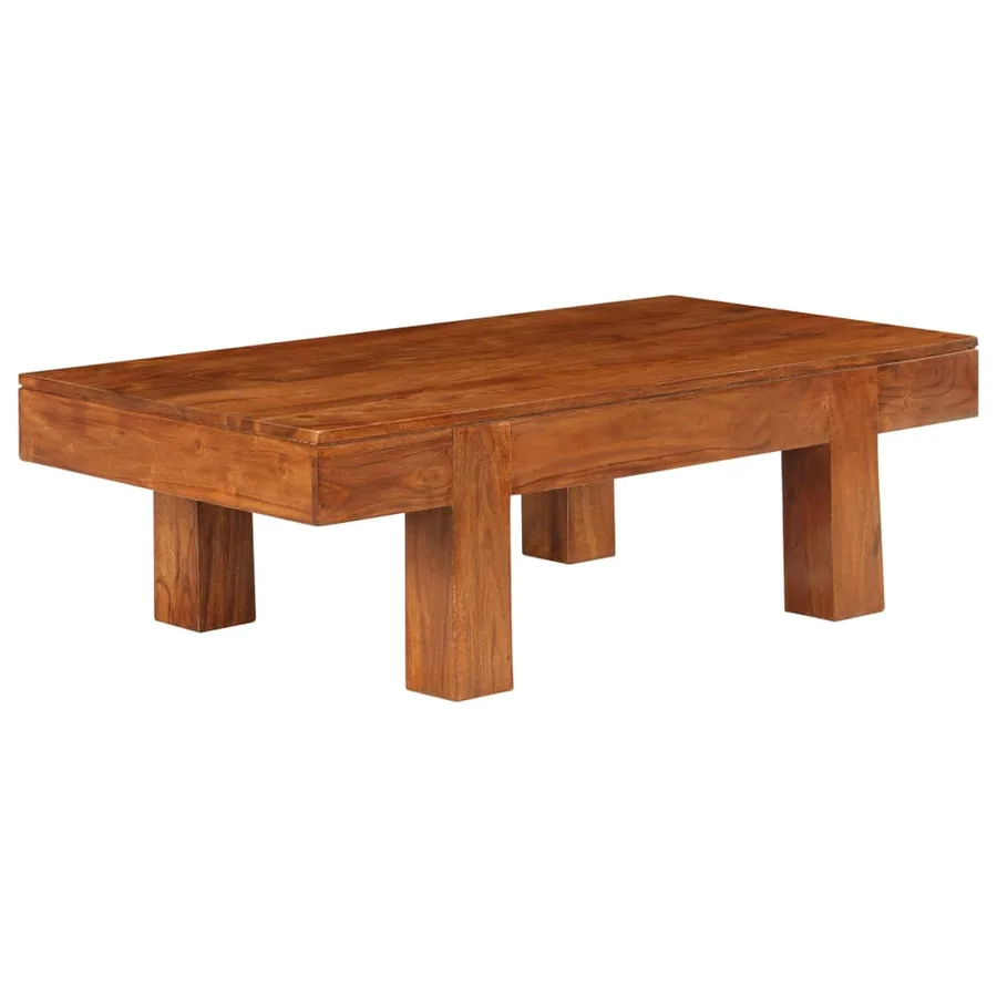 Table basse Bois d'acacia solide avec finition miel 100x50x30cm - 9