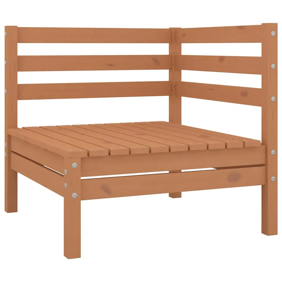 Canapés d'angle de jardin 2 pcs marron miel bois de pin solide - 2