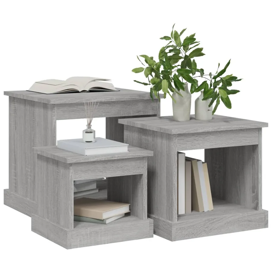 Tables basses 3 pcs sonoma gris bois d'ingénierie - 4