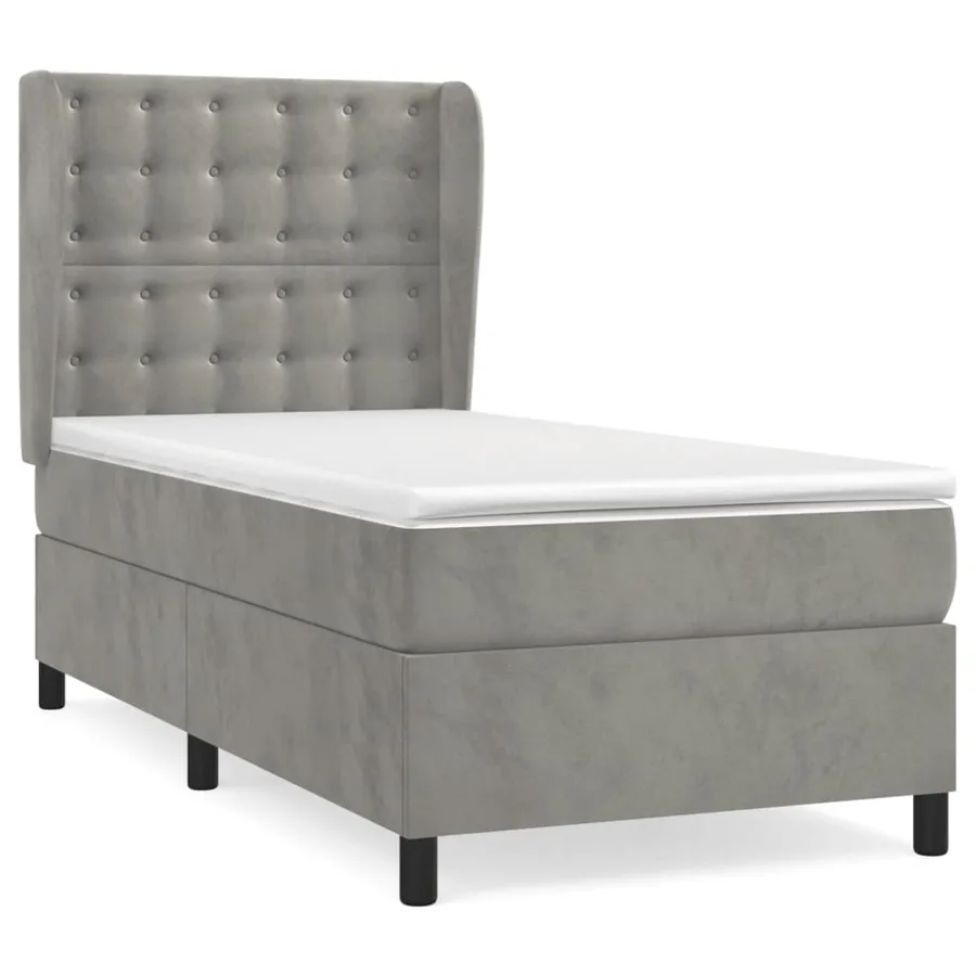 Sommier à lattes de lit et matelas Gris clair 90x200 cm Velours - 2