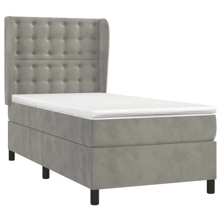 Sommier à lattes de lit et matelas Gris clair 90x200 cm Velours - 3