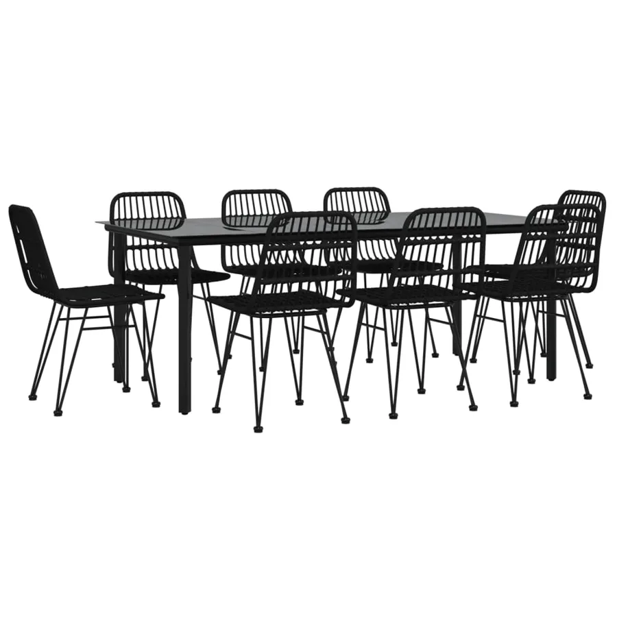 Ensemble à manger de jardin 9 pcs Noir Résine tressée - 3