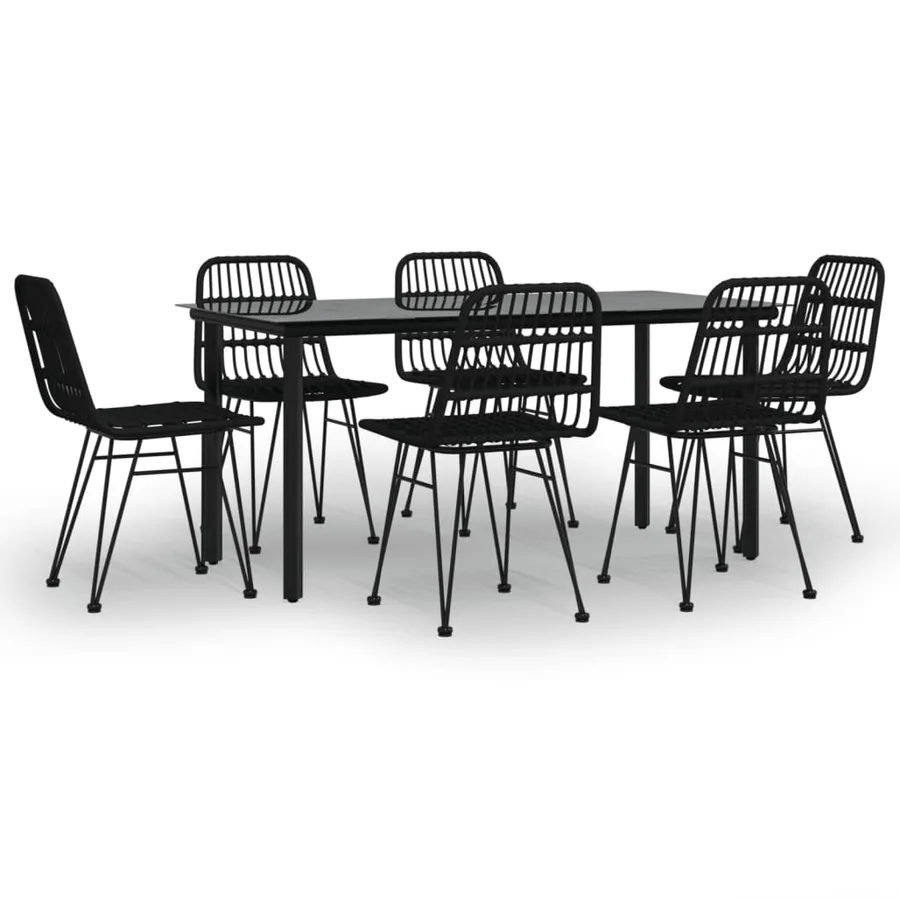 Ensemble à manger de jardin 7 pcs Noir Résine tressée - 2