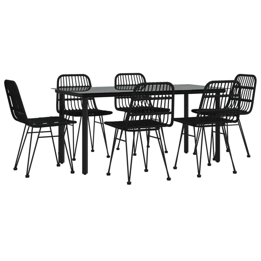 Ensemble à manger de jardin 7 pcs Noir Résine tressée - 3
