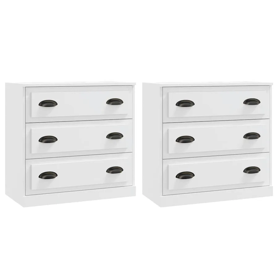Buffets 2 pcs blanc bois d'ingénierie - 2