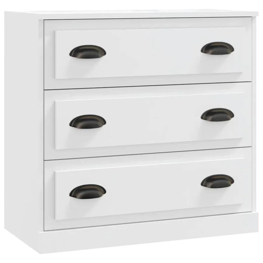 Buffets 2 pcs blanc bois d'ingénierie - 3
