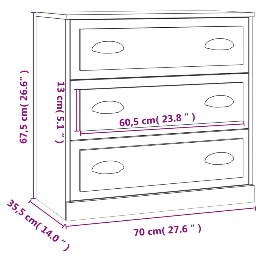Buffets 2 pcs blanc bois d'ingénierie - 7