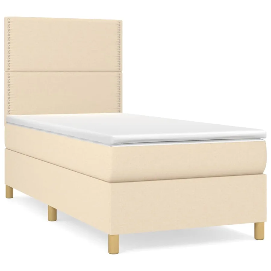 Sommier à lattes de lit avec matelas Crème 90x200 cm Tissu - 2