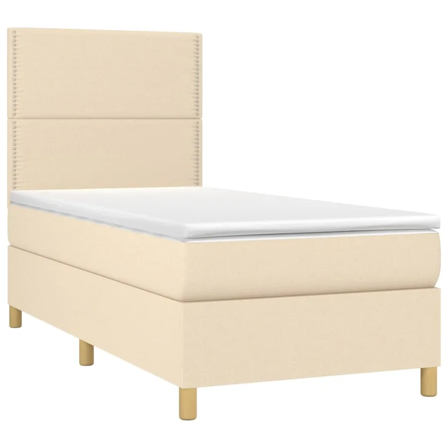 Sommier à lattes de lit avec matelas Crème 90x200 cm Tissu - 3