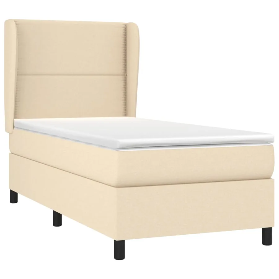 Sommier à lattes de lit avec matelas Crème 90x200 cm Tissu - 3