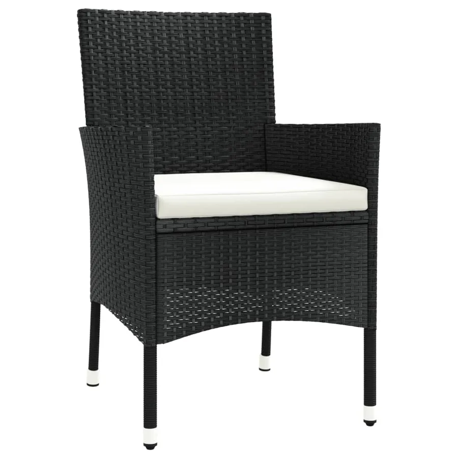 Ensemble à manger de jardin coussins 7pcs Noir Résine tressée - 5