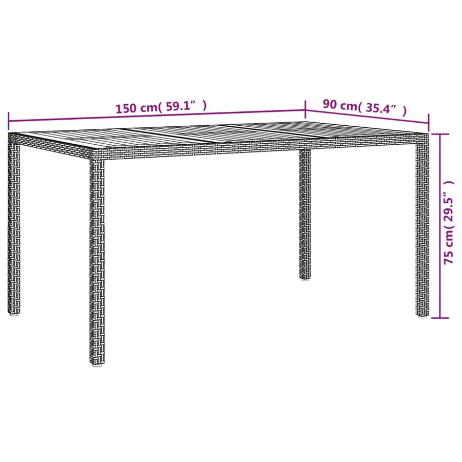Ensemble à manger de jardin coussins 7pcs Noir Résine tressée - 9