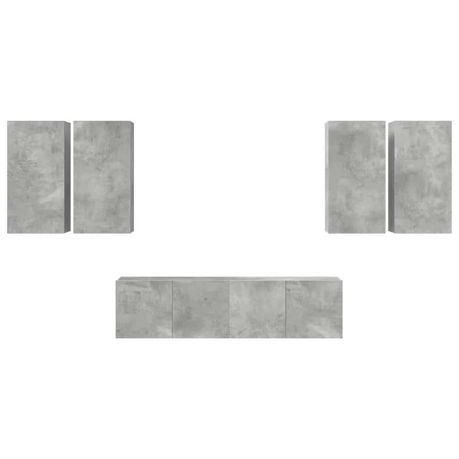 Ensemble de meuble TV 6 pcs Gris béton Bois d'ingénierie - 7