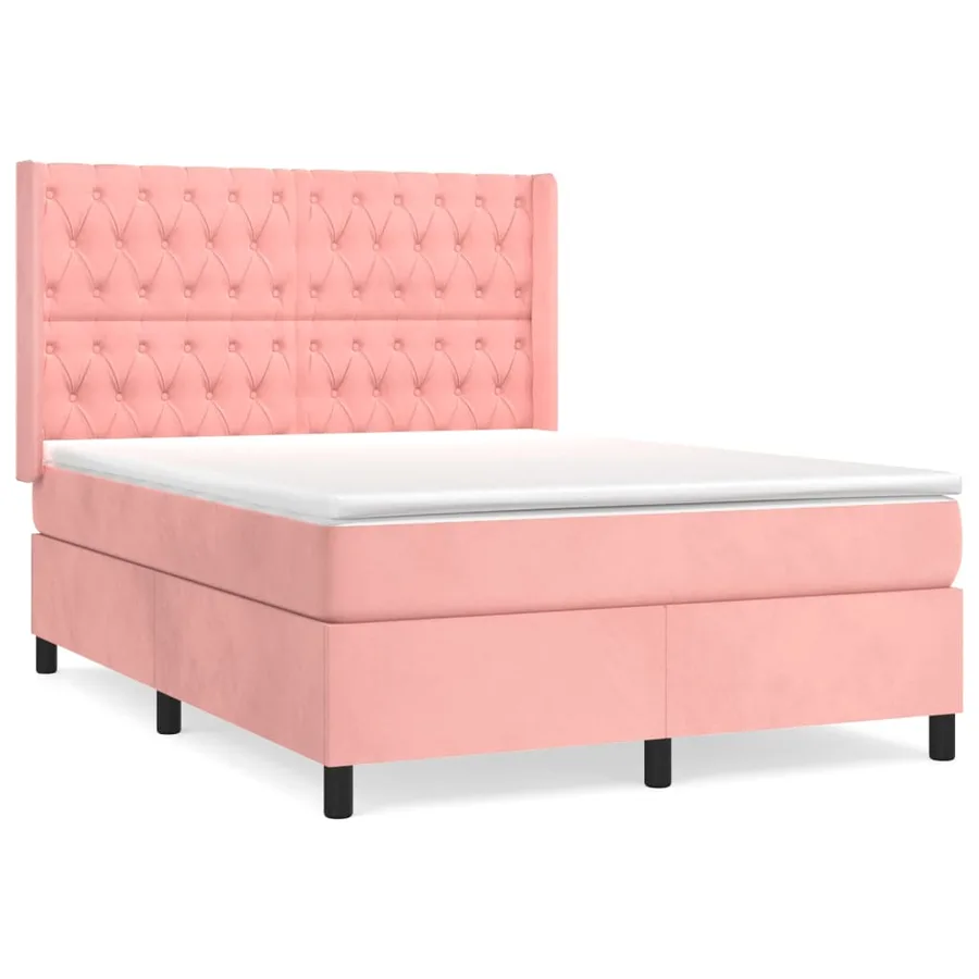 Sommier à lattes de lit avec matelas Rose 140x200 cm Velours - 2
