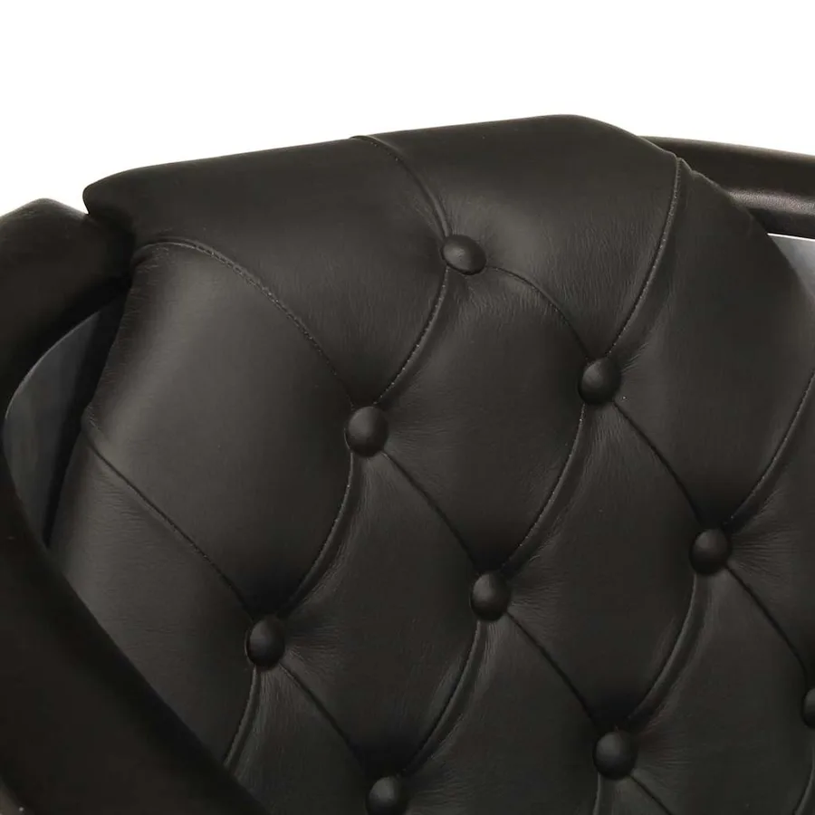 Fauteuil en style d'aviation noir cuir véritable - 5