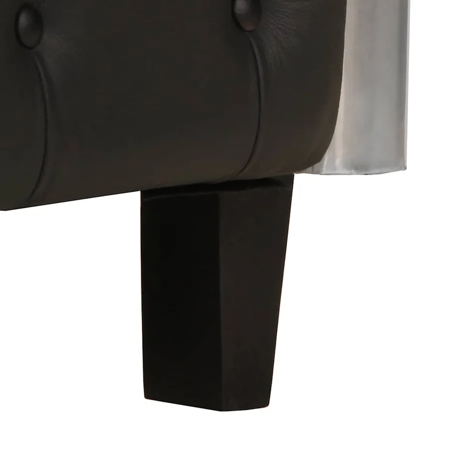 Fauteuil en style d'aviation noir cuir véritable - 7