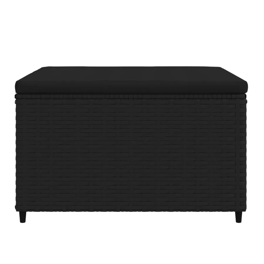 Repose-pieds de jardin et coussins lot de 2 noir résine tressée - 5