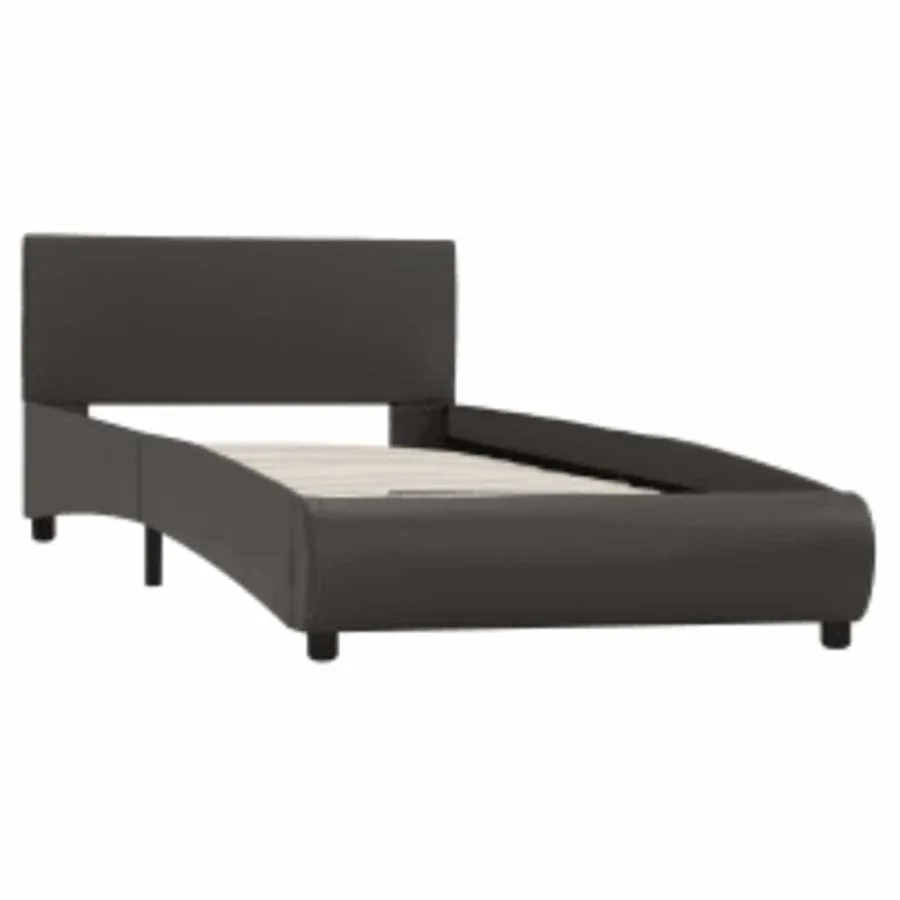 Cadre de lit avec LED sans matelas gris similicuir 90x200 cm - 3
