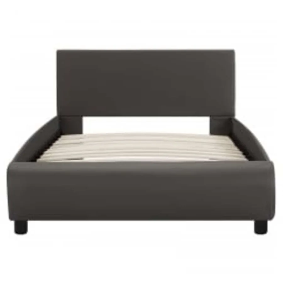 Cadre de lit avec LED sans matelas gris similicuir 90x200 cm - 4