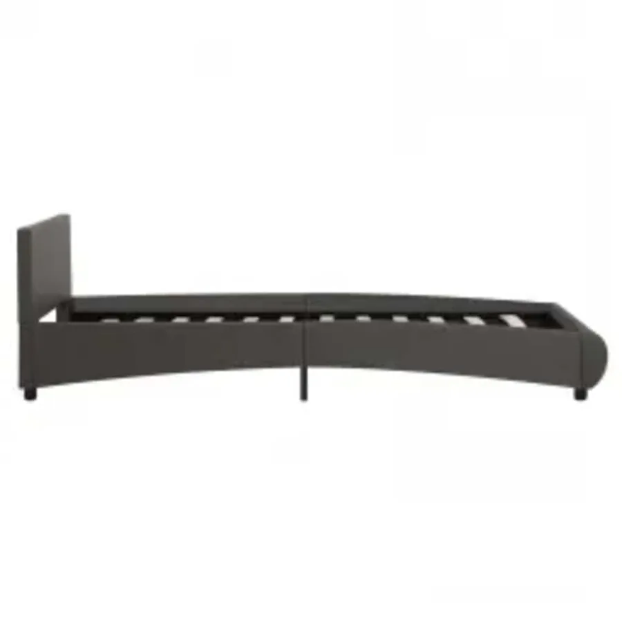 Cadre de lit avec LED sans matelas gris similicuir 90x200 cm - 5