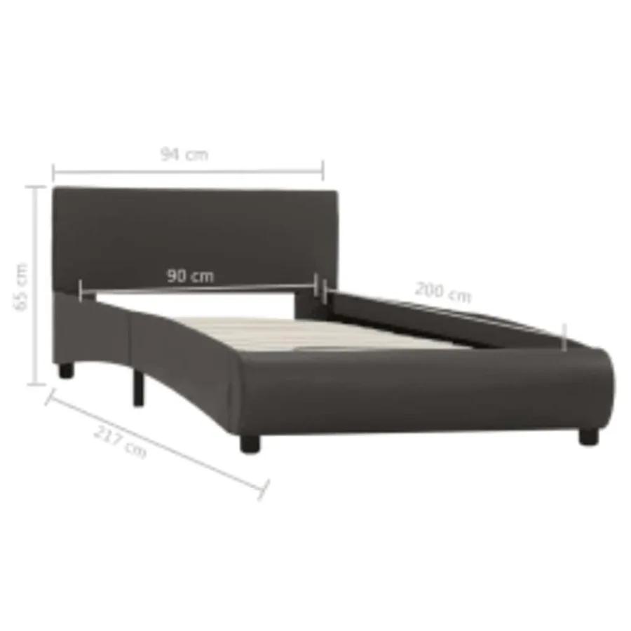 Cadre de lit avec LED sans matelas gris similicuir 90x200 cm - 9