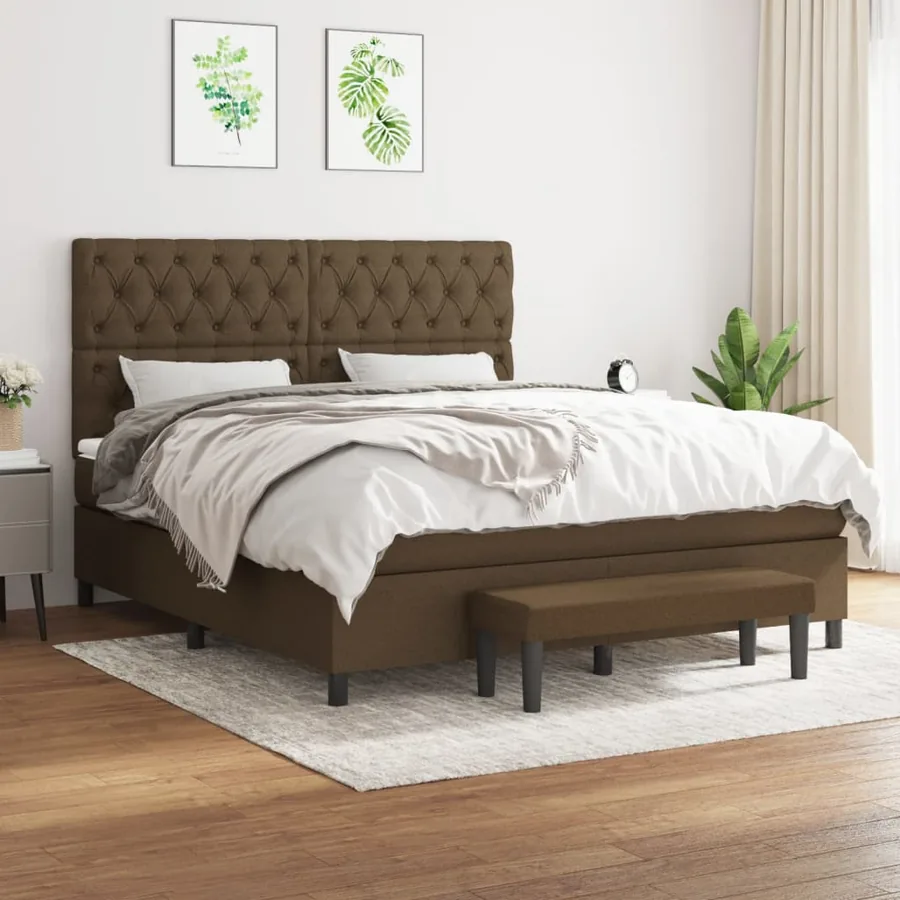 Sommier à lattes de lit avec matelas Marron foncé 160x200 cm