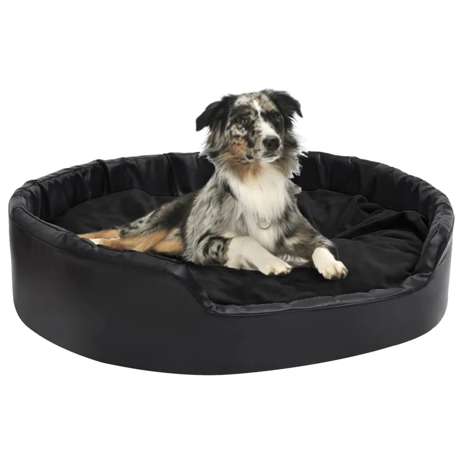 Lit pour chiens Noir 99x89x21 cm Peluche et similicuir