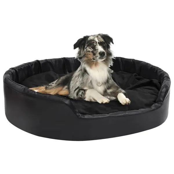 Lit pour chiens Noir 99x89x21 cm Peluche et similicuir