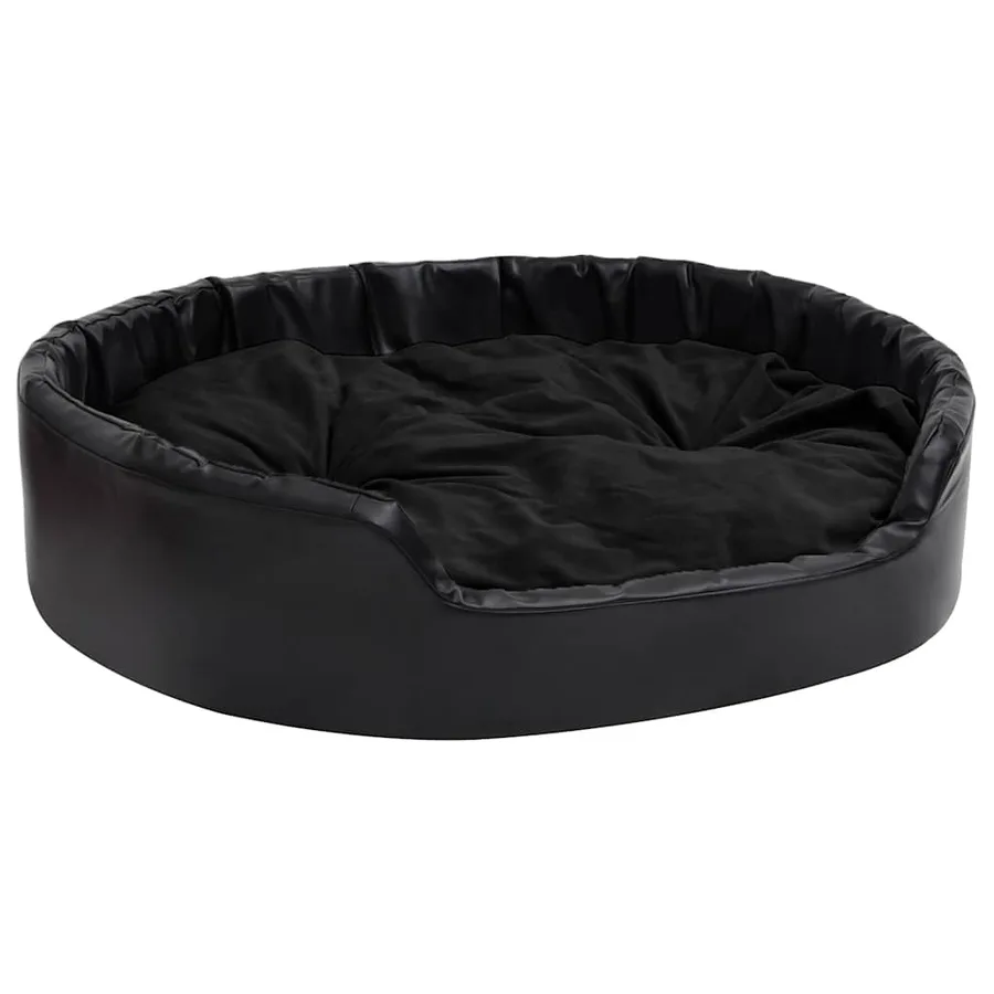Lit pour chiens Noir 99x89x21 cm Peluche et similicuir - 2