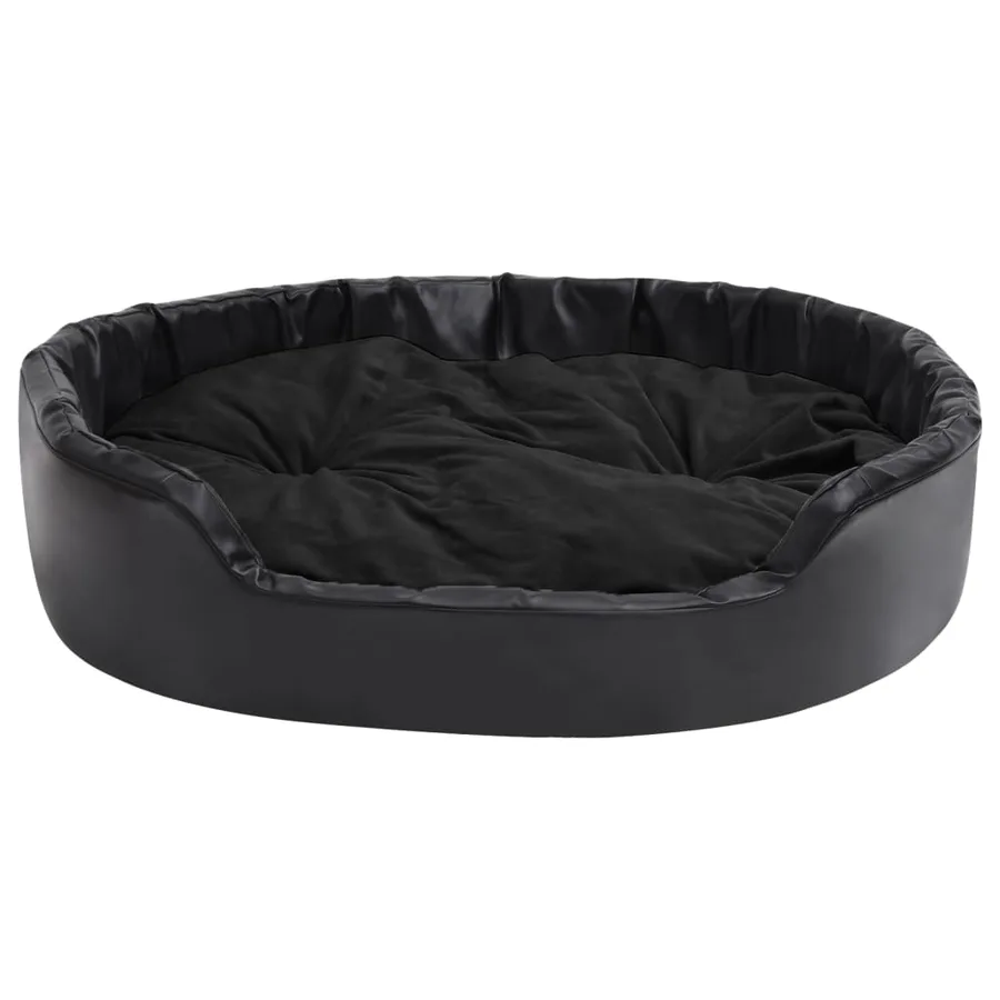 Lit pour chiens Noir 99x89x21 cm Peluche et similicuir - 5