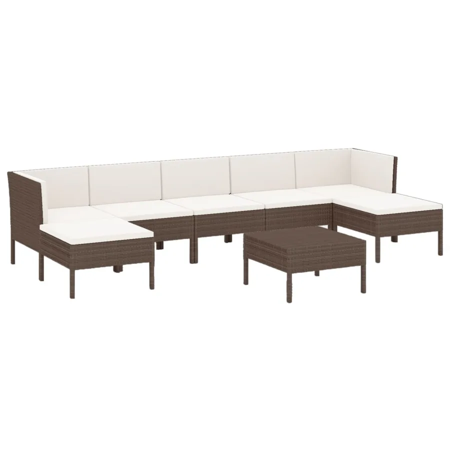Salon de jardin 8 pcs avec coussins résine tressée marron - 2