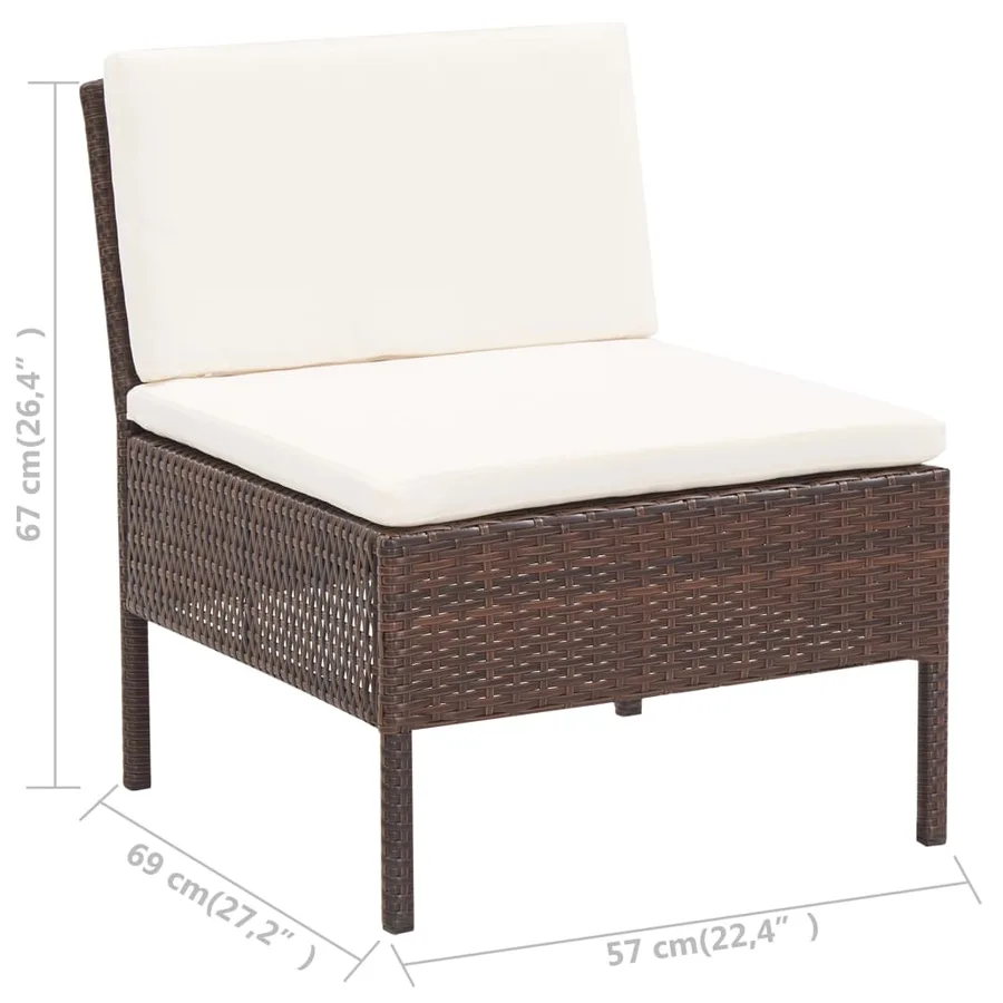Salon de jardin 5 pcs avec coussins Résine tressée Marron - 12