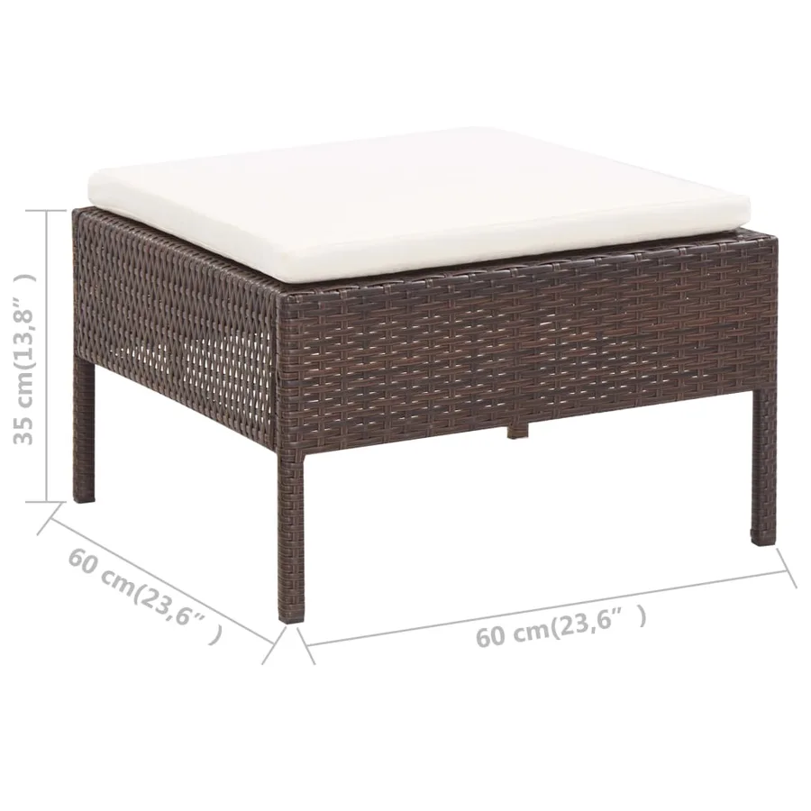 Salon de jardin 5 pcs avec coussins Résine tressée Marron - 13