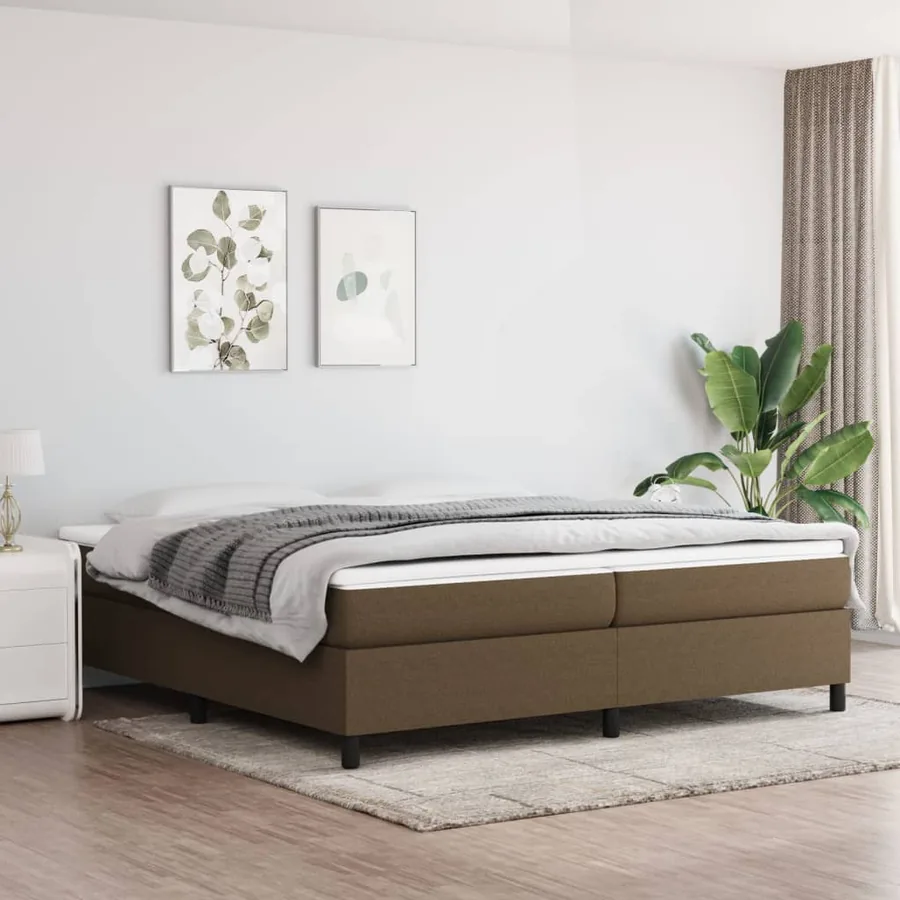 Sommier à lattes de lit avec matelas Marron foncé 200x200 cm