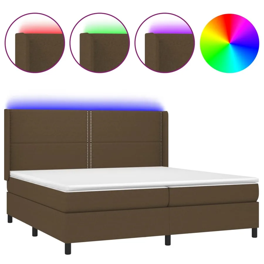 Sommier à lattes de lit matelas LED Marron foncé 200x200 cm - 2