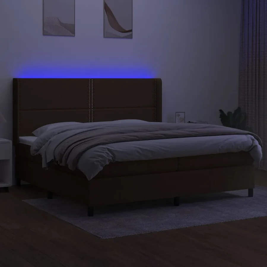 Sommier à lattes de lit matelas LED Marron foncé 200x200 cm - 3