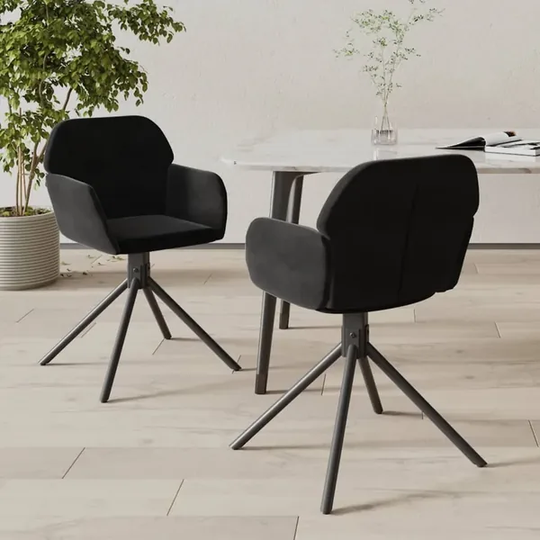 Chaises pivotantes à manger lot de 2 Noir Velours