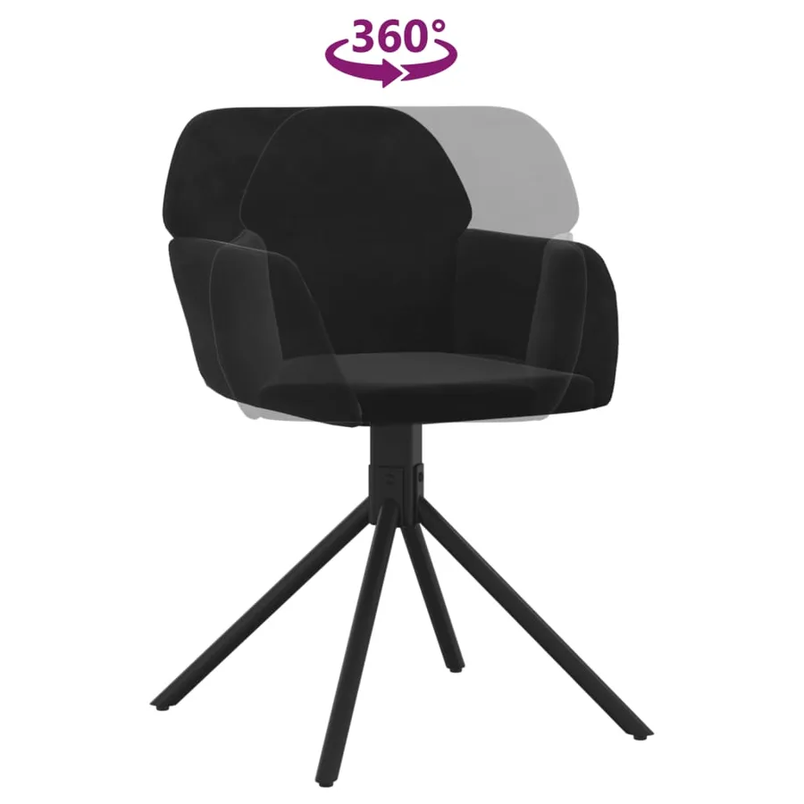 Chaises pivotantes à manger lot de 2 Noir Velours - 6