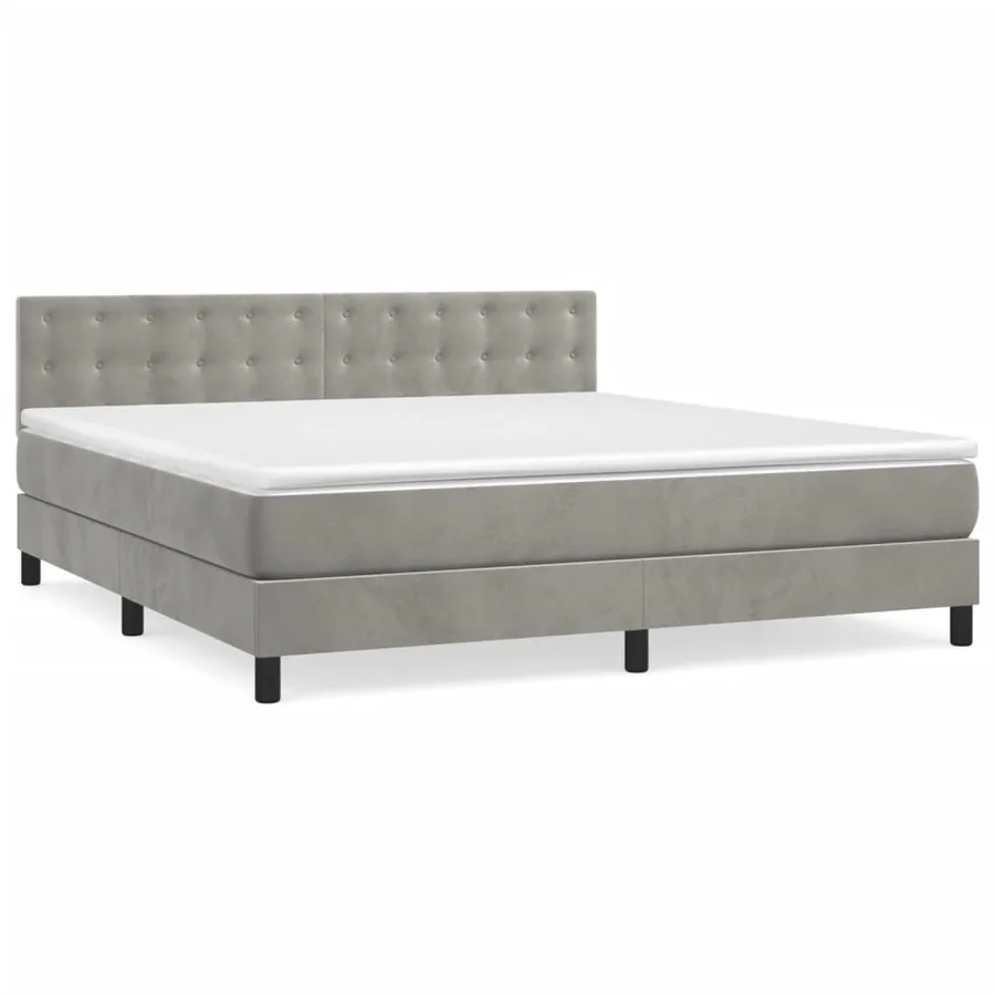 Sommier à lattes de lit et matelas Gris clair 180x200cm Velours - 2