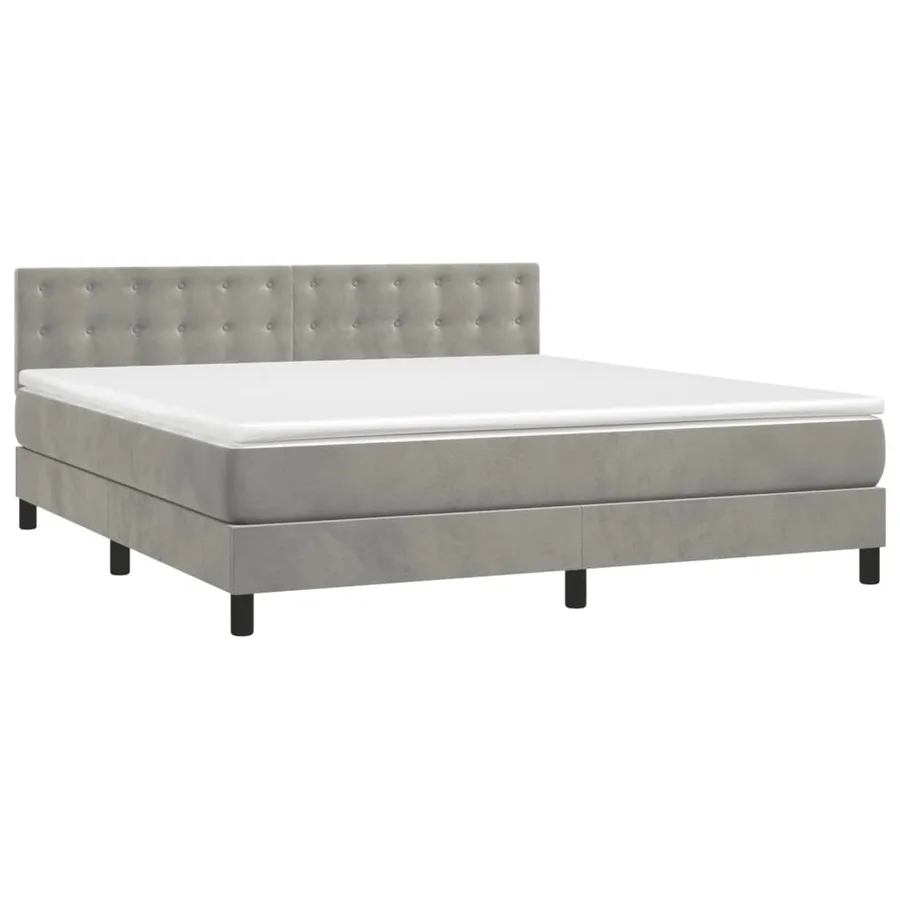 Sommier à lattes de lit et matelas Gris clair 180x200cm Velours - 3