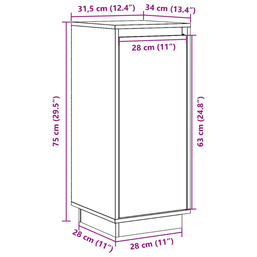 Buffets 2 pcs Blanc 31,5x34x75 cm Bois massif de pin - 15