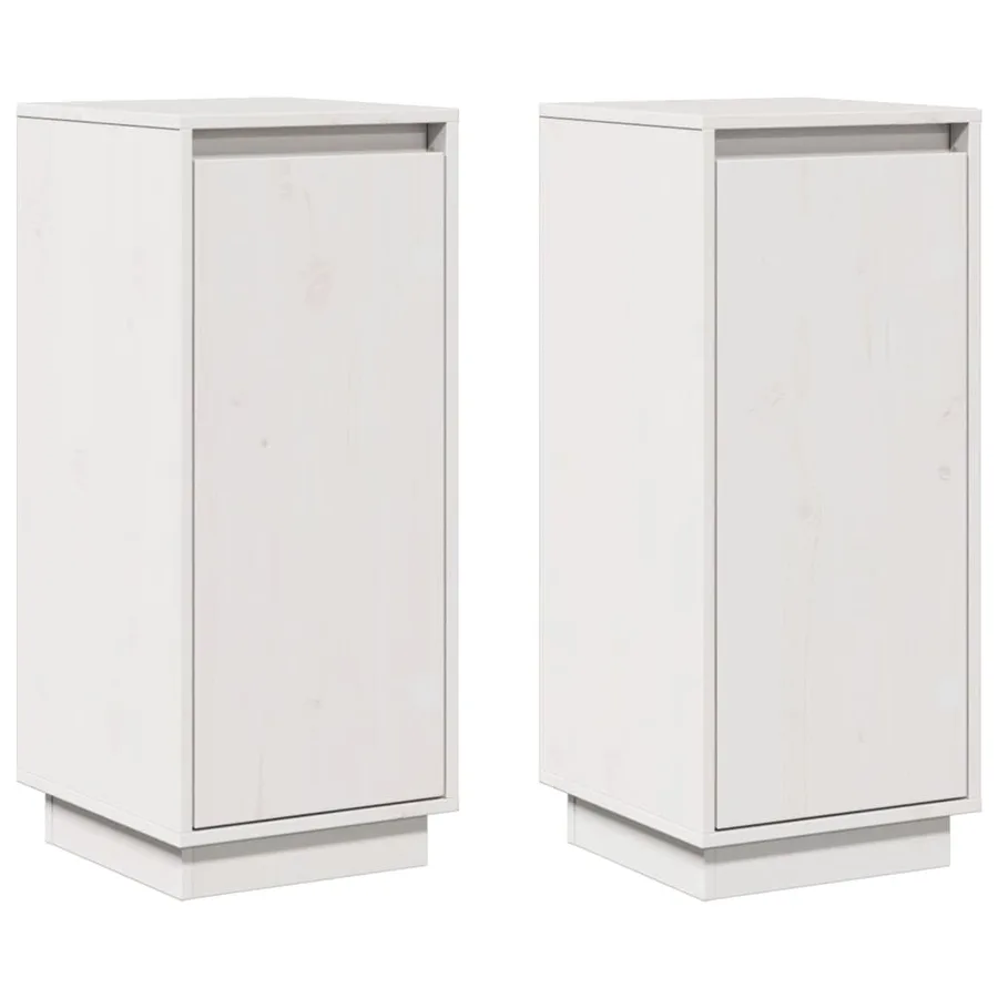 Buffets 2 pcs Blanc 31,5x34x75 cm Bois massif de pin - 2